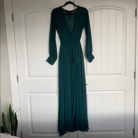 Emerald Green Sheer Maxi Dress - Picture 4 of 5